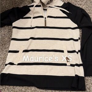 Maurice's Striped Hoodie - Black and Cream